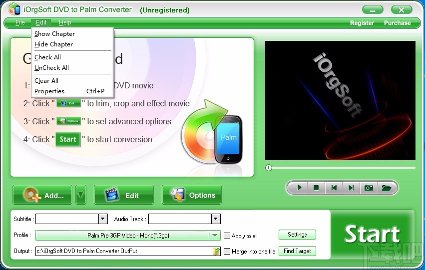 iOrgsoft DVD to Palm Converter(DVD转Palm转换器)