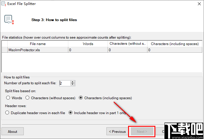 Excel File Splitter(Excel文件分割器)