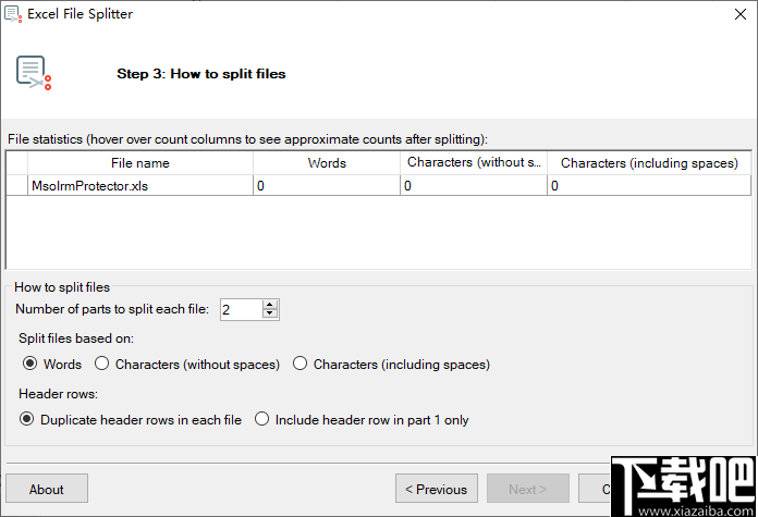 Excel File Splitter(Excel文件分割器)