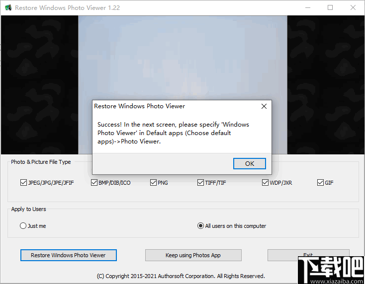 Restore Windows Photo Viewer(照片查看器还原工具)