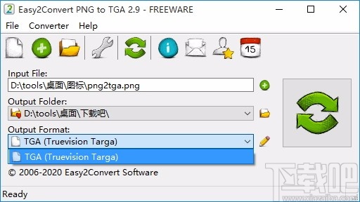 Easy2Convert PNG to TGA(PNG转TGA软件)