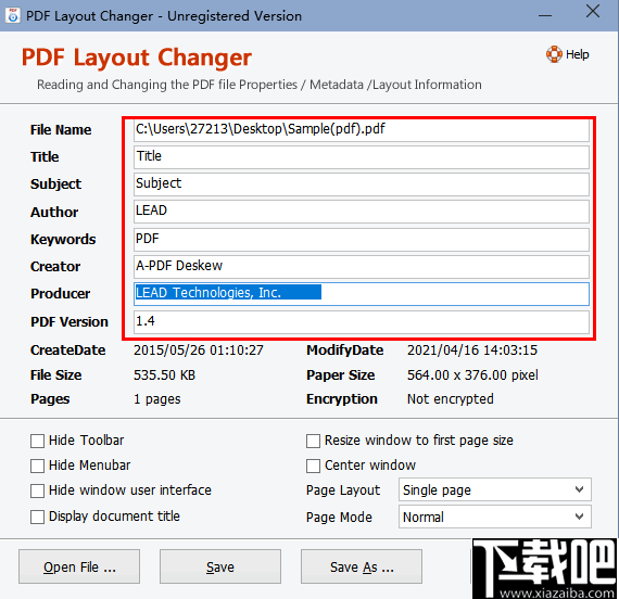 PDF Layout Changer(PDF元数据修改工具)