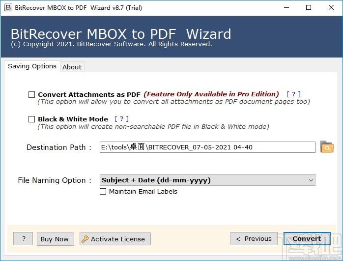 BitRecover MBOX to PDF Wizard(文件格式转换工具)