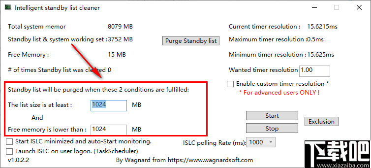 Intelligent standby list cleaner(待机清理工具)