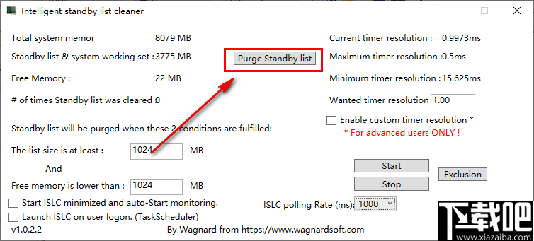 Intelligent standby list cleaner(待机清理工具)