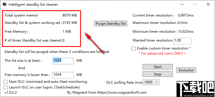 Intelligent standby list cleaner(待机清理工具)