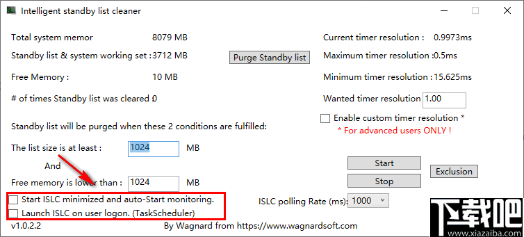 Intelligent standby list cleaner(待机清理工具)