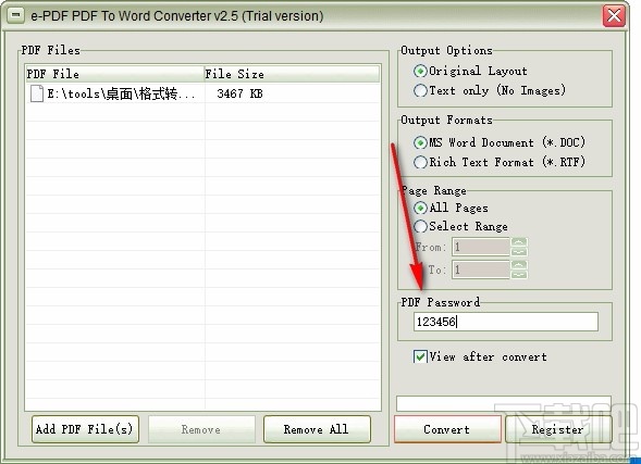 e-PDF PDF to Word converter(PDF转Word转换器)