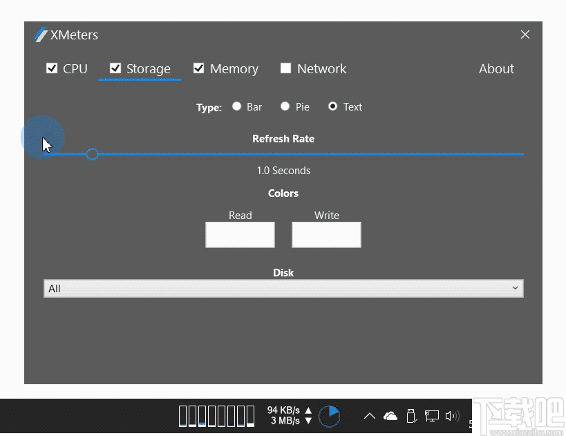 XMeters(任务栏信息显示工具)