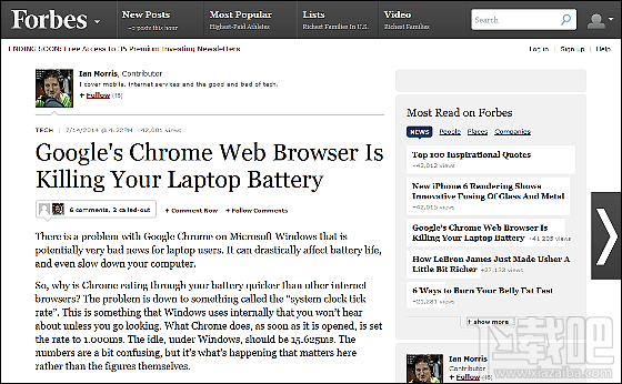 Windows版Chrome浏览器会导致笔记本电脑电池续航骤减25%