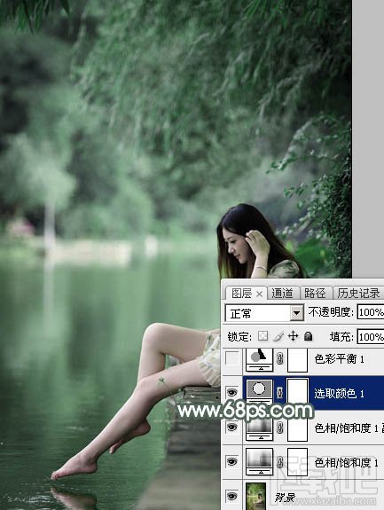 如何用Photoshop CC打造梦幻的暗绿色夏季美女图片