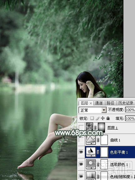 如何用Photoshop CC打造梦幻的暗绿色夏季美女图片