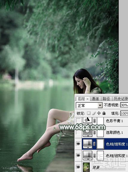 如何用Photoshop CC打造梦幻的暗绿色夏季美女图片