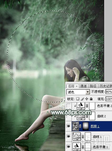 如何用Photoshop CC打造梦幻的暗绿色夏季美女图片