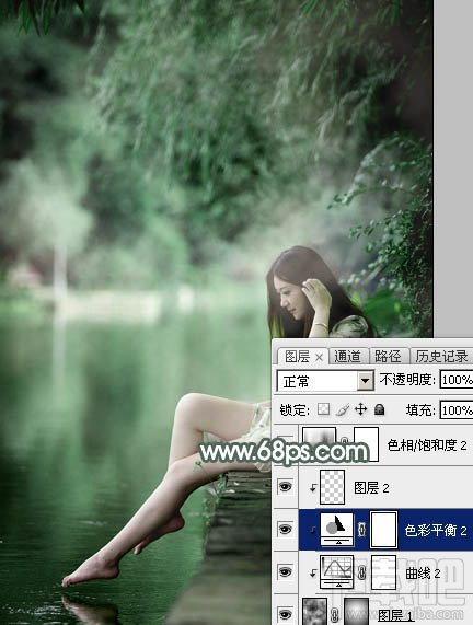 如何用Photoshop CC打造梦幻的暗绿色夏季美女图片