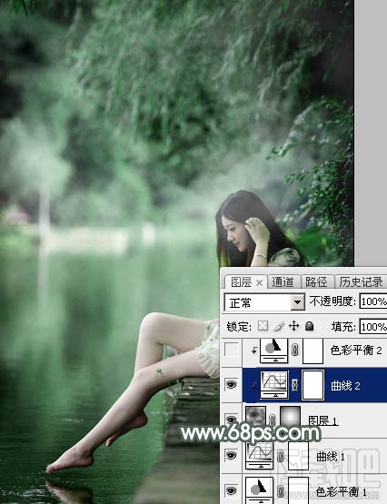 如何用Photoshop CC打造梦幻的暗绿色夏季美女图片