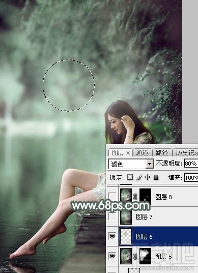 如何用Photoshop CC打造梦幻的暗绿色夏季美女图片