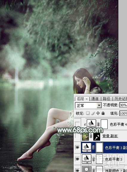 如何用Photoshop CC打造梦幻的暗绿色夏季美女图片