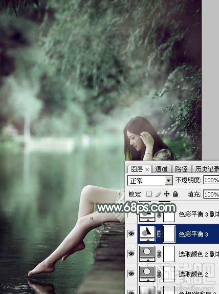 如何用Photoshop CC打造梦幻的暗绿色夏季美女图片