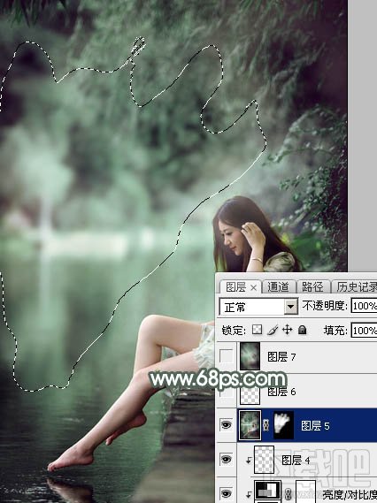 如何用Photoshop CC打造梦幻的暗绿色夏季美女图片