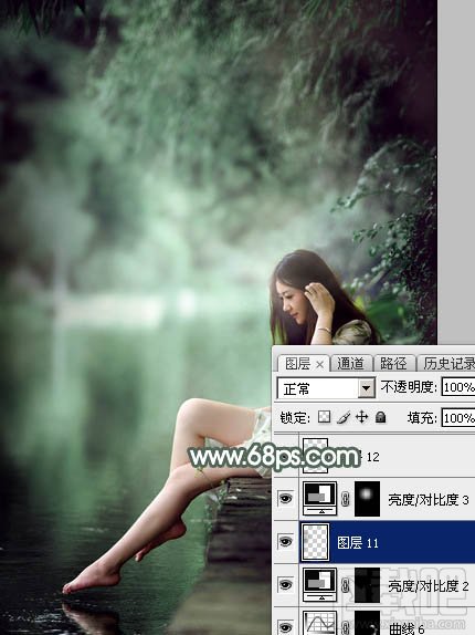 如何用Photoshop CC打造梦幻的暗绿色夏季美女图片