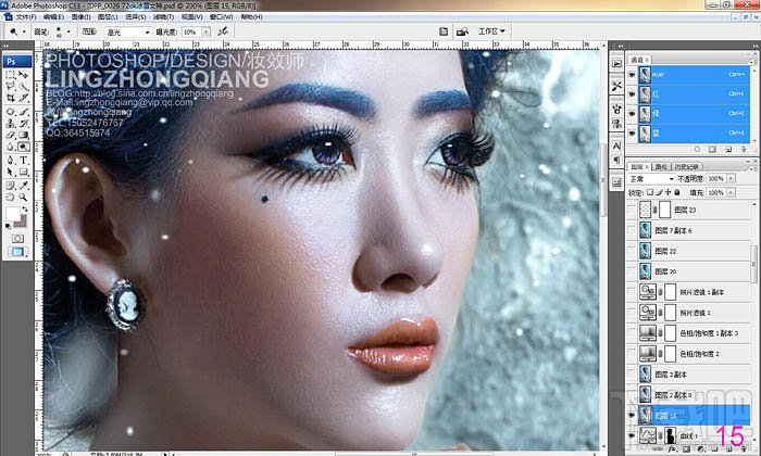 如何用Photoshop CC打造完美的冬季冷色彩妆人像