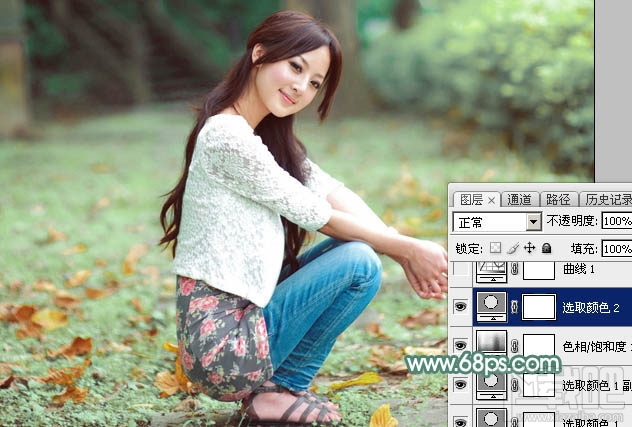 如何用Photoshop CC给空地上的美女加上甜美的粉绿色