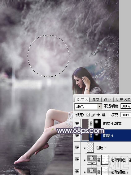 如何用Photoshop CC打造个性的中性暗蓝色湖景美女图片