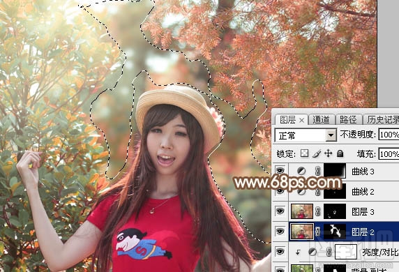 如何用Photoshop CC给绿叶中的人物加上唯美的秋季橙红色