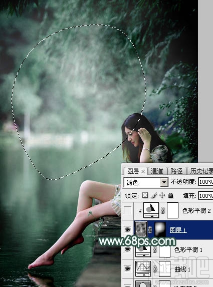 如何用Photoshop CC给湖边的美女加上童话中的梦幻青色调