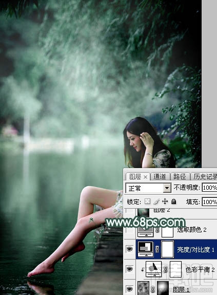 如何用Photoshop CC给湖边的美女加上童话中的梦幻青色调