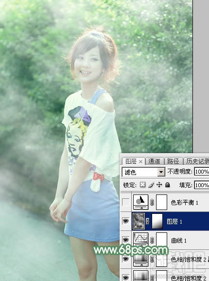 如何用Photoshop CC打造唯美的夏季青绿色外景美女图片