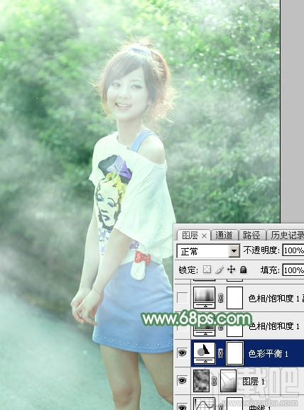 如何用Photoshop CC打造唯美的夏季青绿色外景美女图片