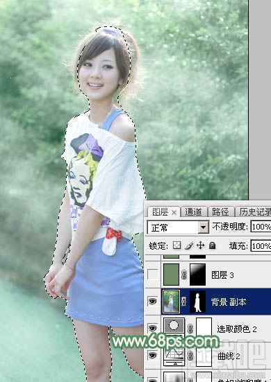 如何用Photoshop CC打造唯美的夏季青绿色外景美女图片