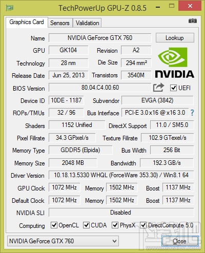 GPU-Z 0.8.5发布：全面支持Windows 10 