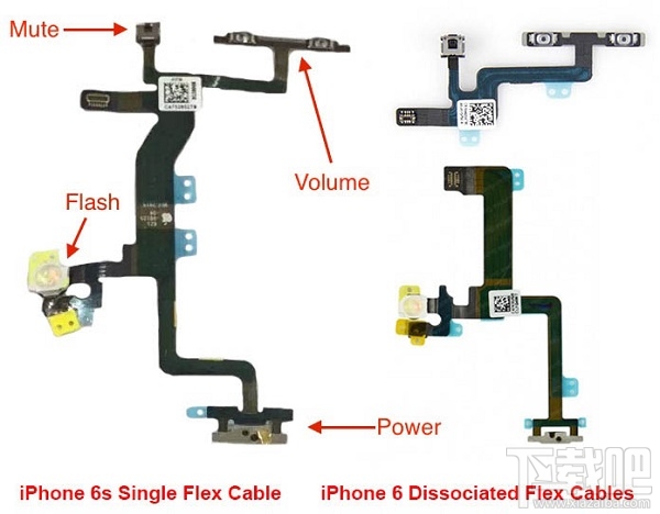 外媒曝光更多“iPhone 6s”组件照片：部分排线已融为一体 