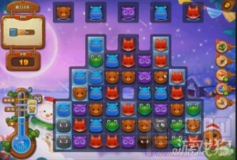 开心消消乐利用褐色毛球跳跃消除过关