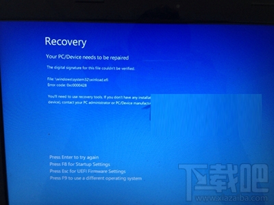 Win10系统开不了机出现Recovery蓝屏怎么解决