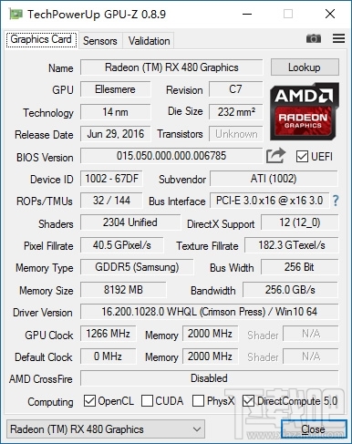 AMD RX 480完全曝光 功耗减少