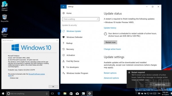 微软发布Windows 10 Build 14905 暂不能用电源按钮关机
