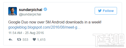 Android版Google Duo上架一周下载突破500万