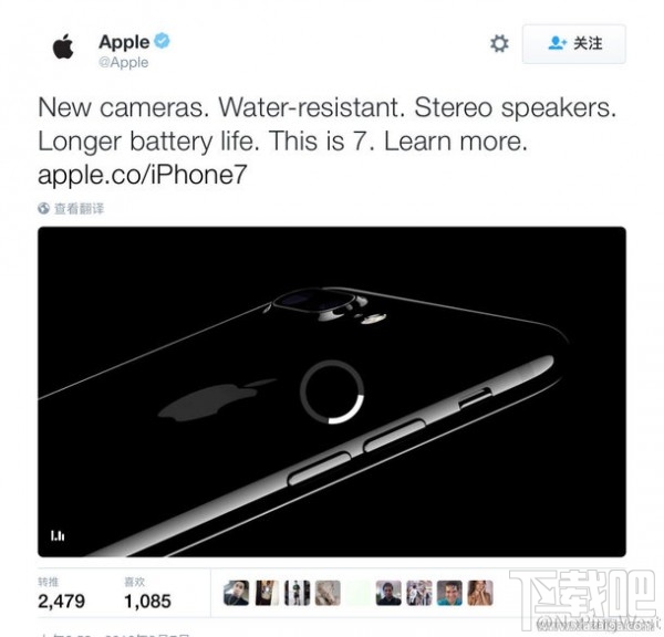 苹果官博公布iPhone 7 Plus真机图 iPhone 7 Plus真机图