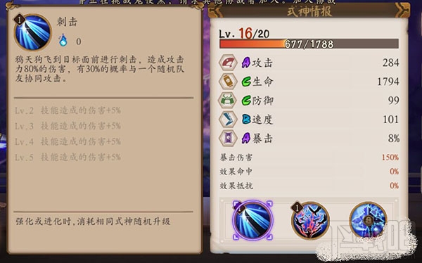 阴阳师手游式神鸦天狗技能属性介绍