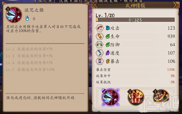 阴阳师手游式神丑时之女技能属性介绍