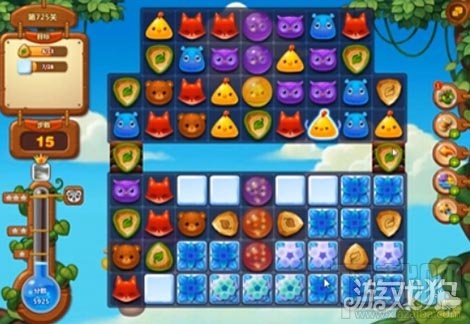 开心消消乐725关魔法石移动消除雪块