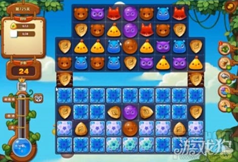开心消消乐725关魔法石移动消除雪块