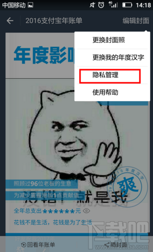 怎么让别人看到我的2016支付宝账单支出金额？