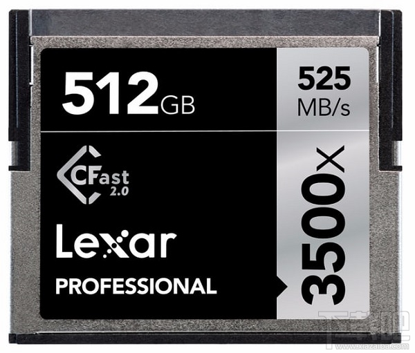 雷克沙Lexar 新品 存储卡512GB 3500x CFast 2.0 发布: 读速525MB/s