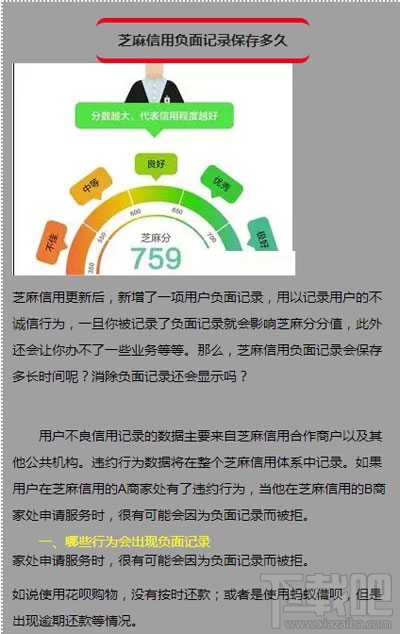 支付宝芝麻信用有负面记录会消除吗