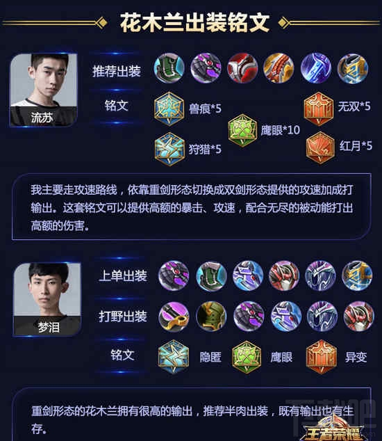 王者荣耀新版花木兰出装铭文搭配推荐